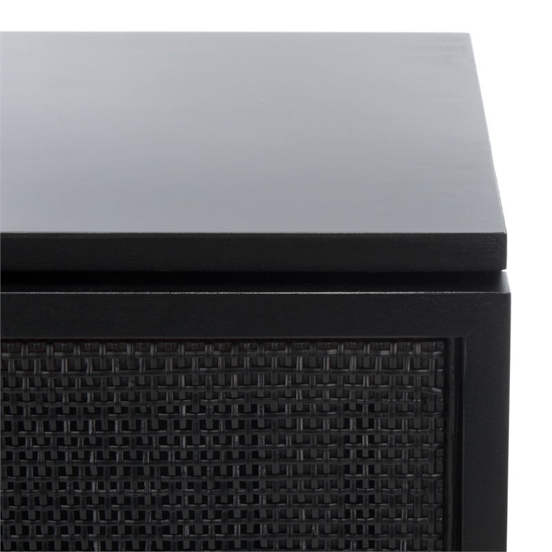 Safavieh Zadie Wood and Iron 2 Drawer Nightstand in Black