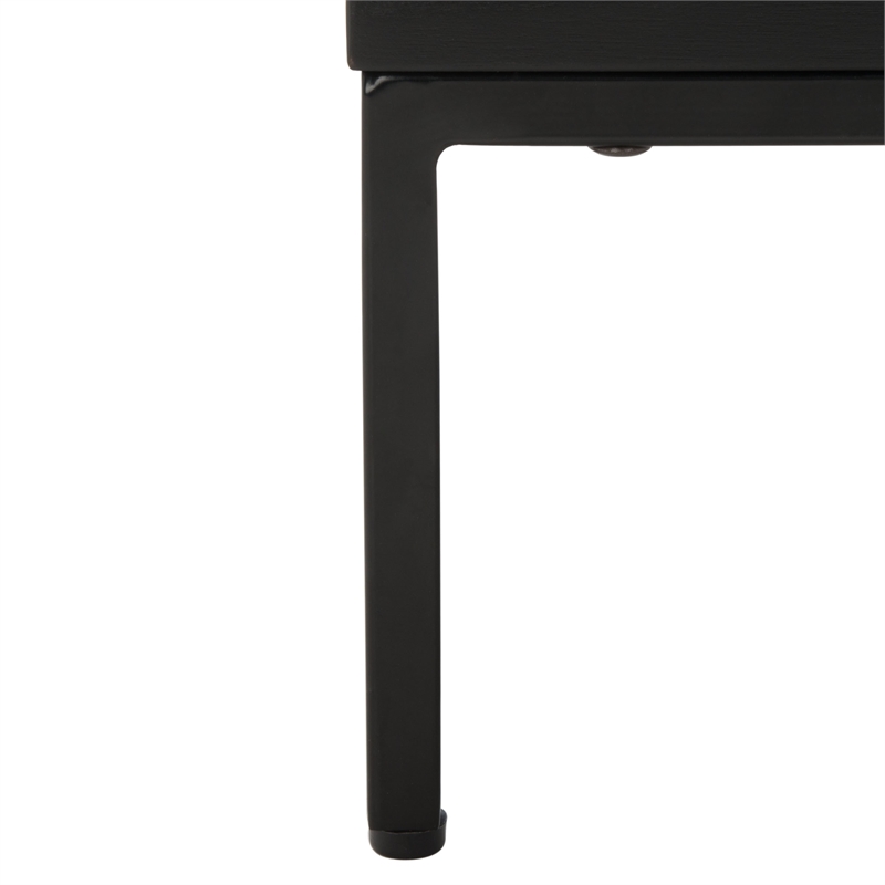 Safavieh Zadie Wood and Iron 2 Drawer Nightstand in Black