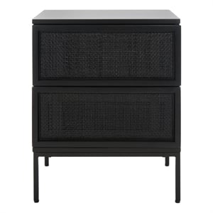 Safavieh Zadie Wood and Iron 2 Drawer Nightstand in Black