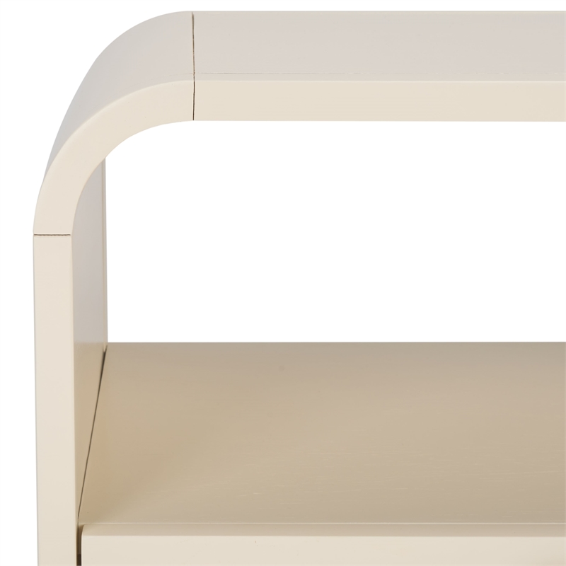 Safavieh Yates Metal and Wood 1 Drawer Nightstand in White / Natural