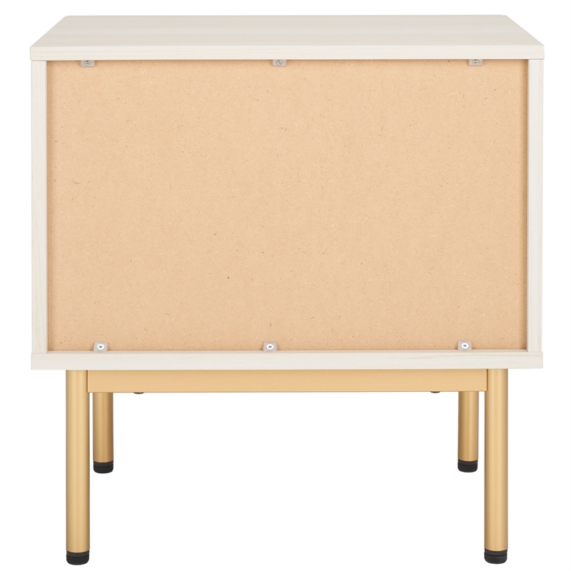 Safavieh Axelle Wood and Metal 1 Drawer Nightstand  in White / Gold