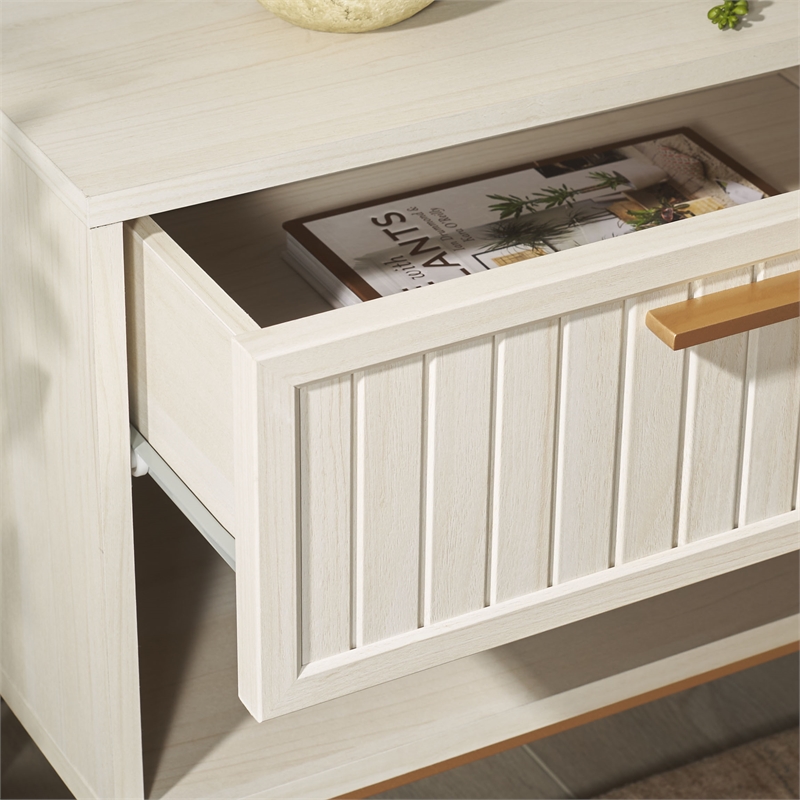 Safavieh Axelle Wood and Metal 1 Drawer Nightstand  in White / Gold