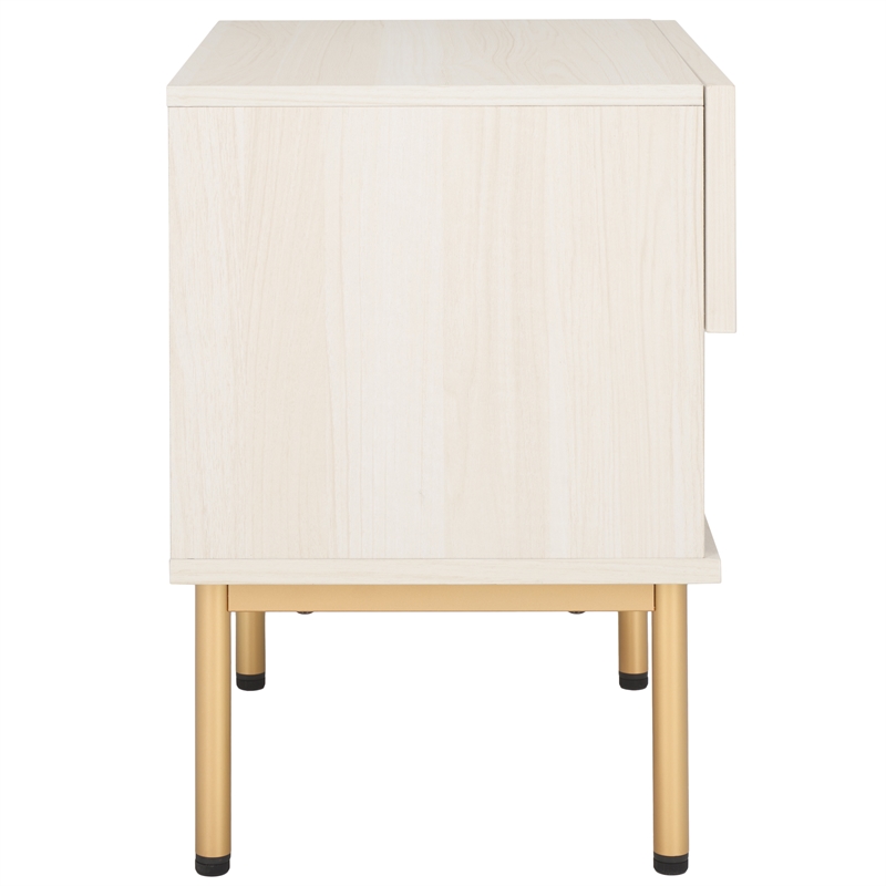 Safavieh Axelle Wood and Metal 1 Drawer Nightstand  in White / Gold