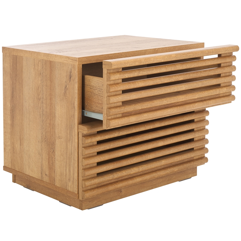 Safavieh Averi Wood 2 Drawer Nightstand in Oak
