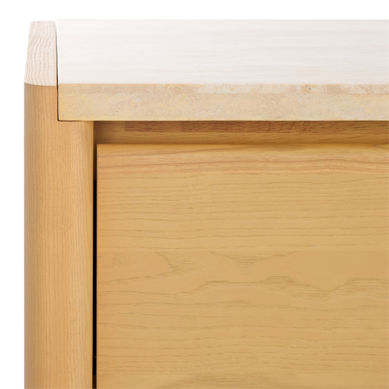 Safavieh Bellarose Metal and Wood Travertine Dresser in Natural / Sand
