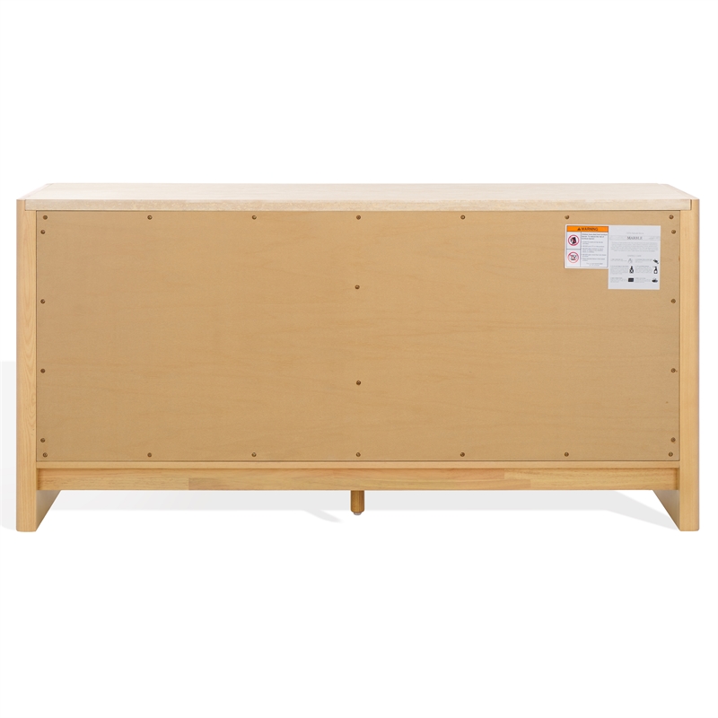 Safavieh Bellarose Metal and Wood Travertine Dresser in Natural / Sand
