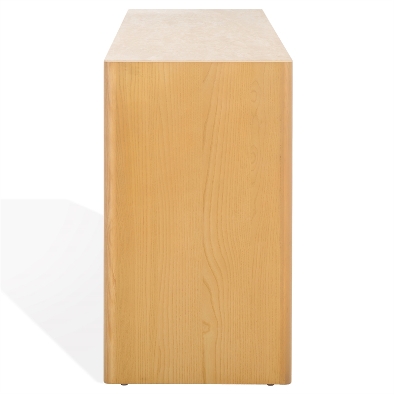 Safavieh Bellarose Metal and Wood Travertine Dresser in Natural / Sand