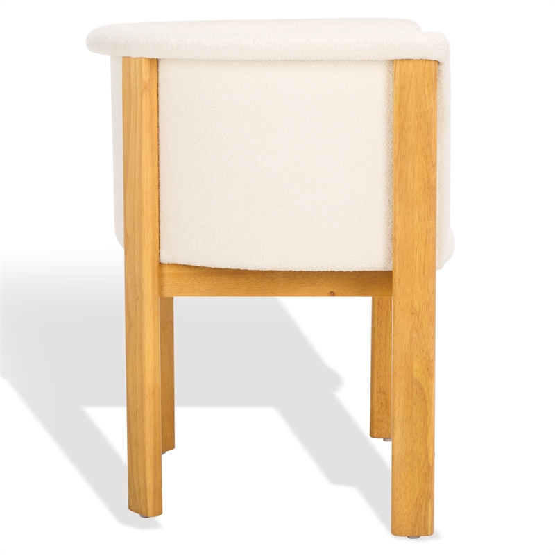 Safavieh Katemarie Metal and Wood Boucle Arm Chair in Ivory / Natural
