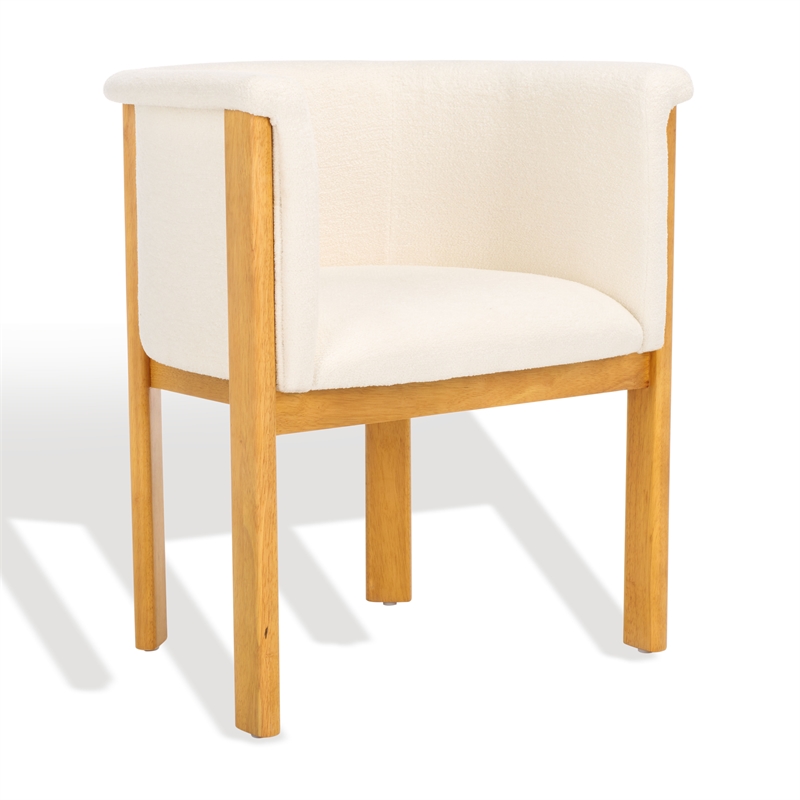 Safavieh Katemarie Metal and Wood Boucle Arm Chair in Ivory / Natural
