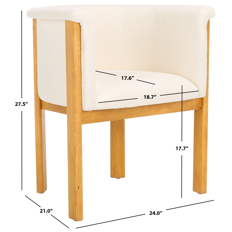 Safavieh Katemarie Metal and Wood Boucle Arm Chair in Ivory / Natural