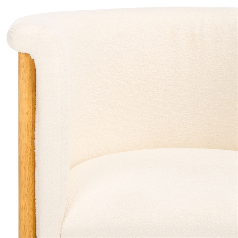 Safavieh Katemarie Metal and Wood Boucle Arm Chair in Ivory / Natural