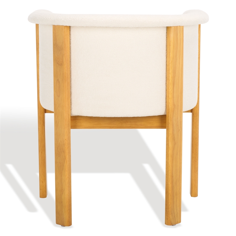Safavieh Katemarie Metal and Wood Boucle Arm Chair in Ivory / Natural