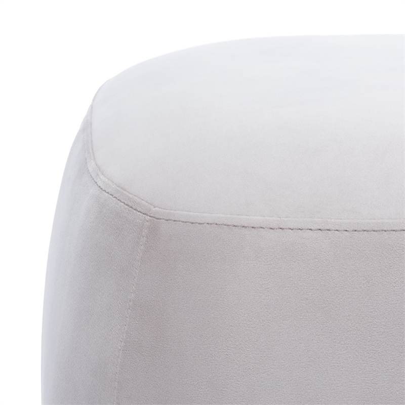 Safavieh Whitley Wood and Velvet Rectangular Ottoman in Gray / Beige
