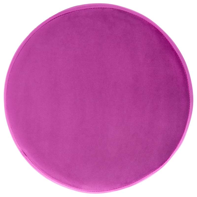Safavieh Abrea Velvet and Wood  Round Ottoman  in Gold