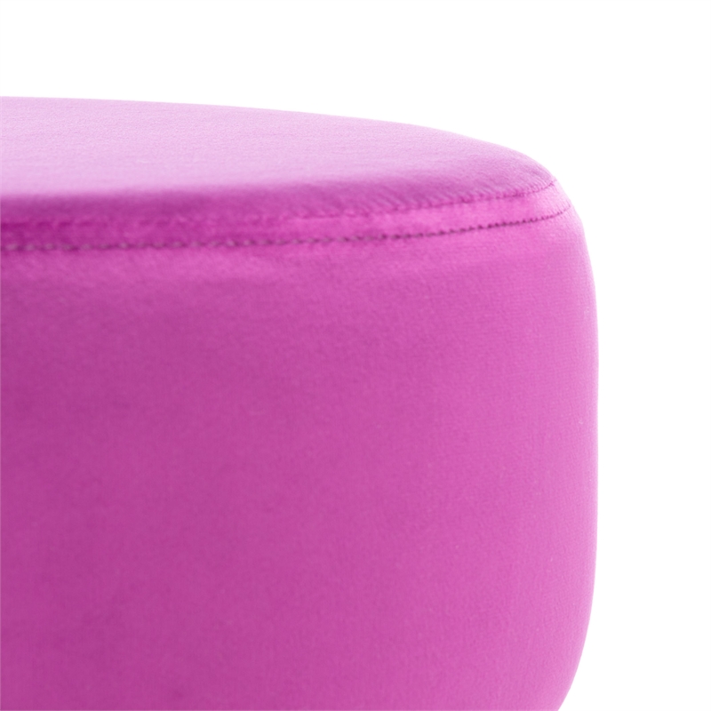 Safavieh Abrea Velvet and Wood  Round Ottoman  in Gold