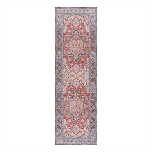 Safavieh Arizona 2'-6&quot x 8'-0&quot Polyester Power Loomed Rug in Rust / Blue
