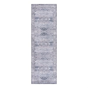 Safavieh Arizona 2'-6&quot x 8'-0&quot Polyester Power Loomed Rug in Dark Gray/ Ivory