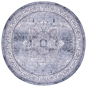 Safavieh Arizona 6'-0&quot x 6'-0&quot Polyester Power Loomed Rug in Dark Gray/ Ivory