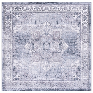 Safavieh Arizona 6'-0&quot x 6'-0&quot Polyester Power Loomed Rug in Dark Gray/ Ivory