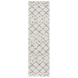 Safavieh Arizona Shag 2'-3&quot x 8'-0&quot Polypropylene Power Loomed Rug in Ivory/Gray