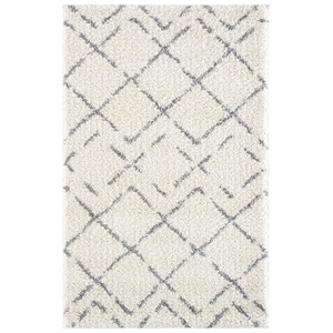 Safavieh Arizona Shag 3'-2&quot x 5'-0&quot Polypropylene Power Loomed Rug in Ivory/Gray