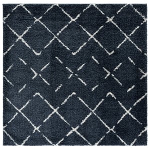 Safavieh Arizona Shag 6'-7&quot x 6'-7&quotPolypropylenePowerLoomedRuginSlate/Blue/Ivory