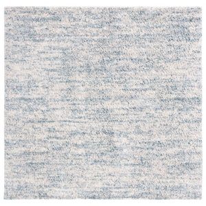 Safavieh Berber Shag 10'-0&quot x 10'-0&quot Polyester Power Loomed Rug in Ivory / Aqua