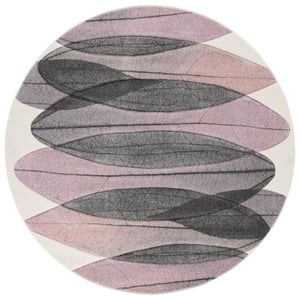 Safavieh Hollywood 6'-7&quot x 6'-7&quot Polypropylene Power Loomed Rug in Ivory /Purple