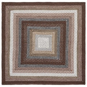 Safavieh Braided 5'-0&quot x 5'-0&quot Polypropylene Hand Woven Rug in Brown/Multi-Color