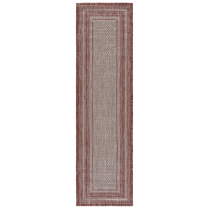 Safavieh Courtyard 2'-3&quot x 8'-0&quot Polypropylene Power Loomed Rug in Gray/ Red