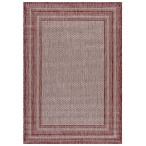 Safavieh Courtyard 5'-3&quot x 7'-7&quot Polypropylene Power Loomed Rug in Gray/ Red
