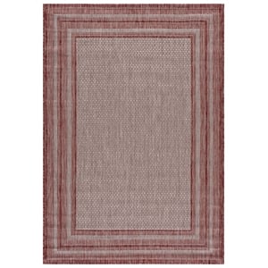 Safavieh Courtyard 6'-7&quot x 9'-6&quot Polypropylene Power Loomed Rug in Gray/ Red