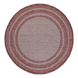 Safavieh Courtyard 6'-7&quot x 6'-7&quot Polypropylene Power Loomed Rug in Gray/ Red