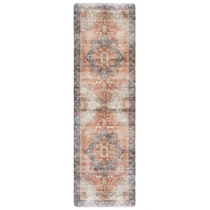 Safavieh Kitchen Mat 100 1'-6&quot x 4'-0&quot  Power Loomed Rug in Rust / Aqua