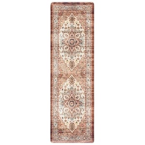 Safavieh Kitchen Mat 100 1'-6&quot x 4'-0&quot  Power Loomed Rug in Ivory / Rust