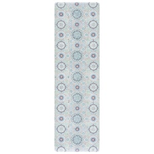 Safavieh Kitchen Mat 500 1'-6&quot x 4'-0&quot  Power Loomed Rug in Ivory / Blue