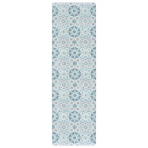 Safavieh Kitchen Mat 500 1'-6&quot x 5'-0&quot  Power Loomed Rug in Gray/ Blue