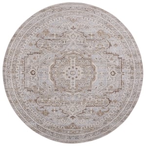 Safavieh Miranda 6'-6&quot x 6'-6&quot Polyester Power Loomed Rug in Beige / Gray /Ivory