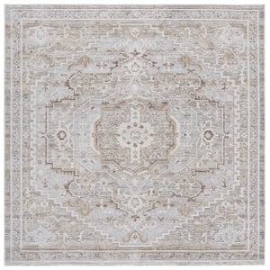 Safavieh Miranda 6'-6&quot x 6'-6&quot Polyester Power Loomed Rug in Beige / Gray /Ivory