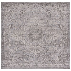 Safavieh Miranda 6'-6&quot x 6'-6&quot Polyester Power Loomed Rug in Gray/ Ivory