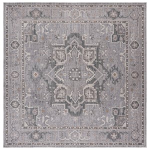 Safavieh Miranda 6'-6&quot x 6'-6&quot Polyester Power Loomed Rug in Gray/ Ivory / Beige