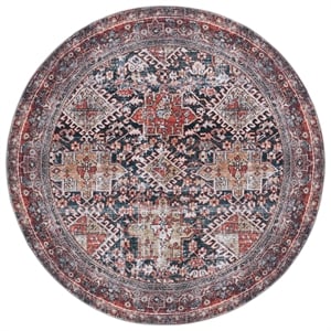 Safavieh Tucson 8'-0&quot x 8'-0&quot Polyester Power Loomed Rug in Navy / Rust