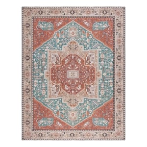 Safavieh Tucson 10'-0&quot x 14'-0&quot Polyester Power Loomed Rug in Aqua / Rust