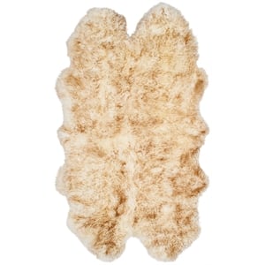 Safavieh Sheep Skin 5'-5&quot x 7'-7&quot Natural Sheep Skin Rug in Off White / Brown