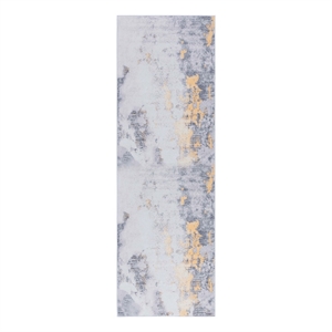 Safavieh Tacoma 2'-6&quot x 6'-0&quot Polyester Power Loomed Rug in Gray/ Gold
