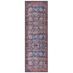 Safavieh Tucson 2'-6&quot x 12'-0&quot Polyester Power Loomed Rug in Navy / Rust