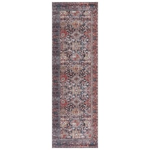 Safavieh Tucson 2'-6&quot x 14'-0&quot Polyester Power Loomed Rug in Navy / Rust