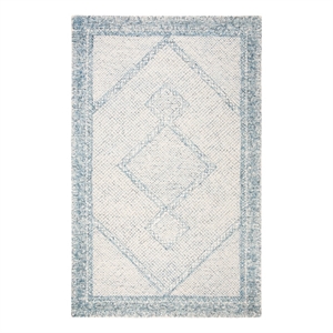 Safavieh Abstract 9'-0&quot x 12'-0&quot Wool Hand Tufted Rug in Ivory / Blue