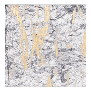 Safavieh Amelia 700 6'-7&quot x 6'-7&quot Polyester Power Loomed Rug in Ivory / Gold