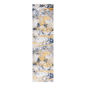 Safavieh Amelia 700 2'-2&quot x 8'-0&quot Polyester Power Loomed Rug in Ivory / Gold